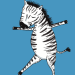 An illustration of a dancing zebra