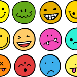 Differently colored smileys with different emotions