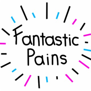 The image shows a logo with the text "Fantastic Pains" in the center. Surrounding the text are lines radiating outward in a circular pattern. The lines are in different colors, including black, blue, and purple. Below the logo, there is a button labeled "Edit Image." The background is white.