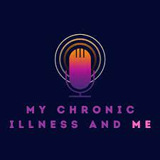 An illustration of a podcast microphone with purple text: My Chronic Illness And Me
