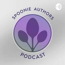 An illustration of three spoons in a purple circle. Text: Spoonie Authors Podcast
