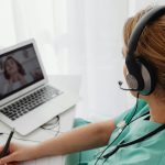 patient on virtual appointment with doctor or nurse